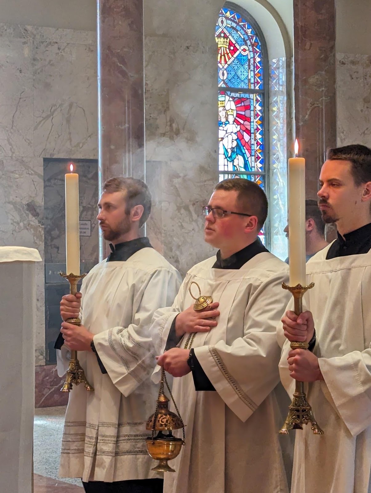 JP2 Men’s Group in the Shrine Chapel at Holy Hill for MCG’s May Crowning Event