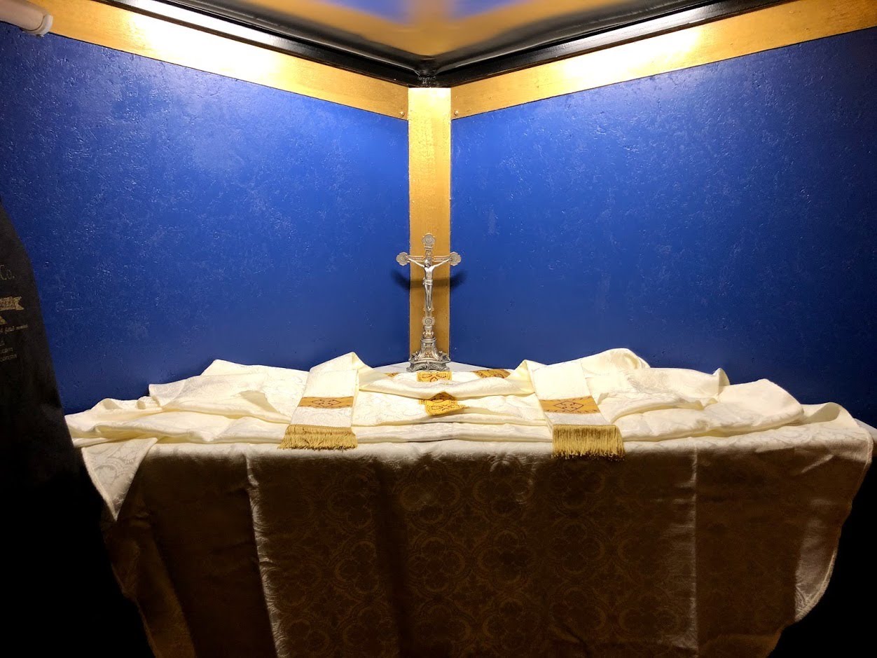 Vestments in the Mobile Sacristy Trailer